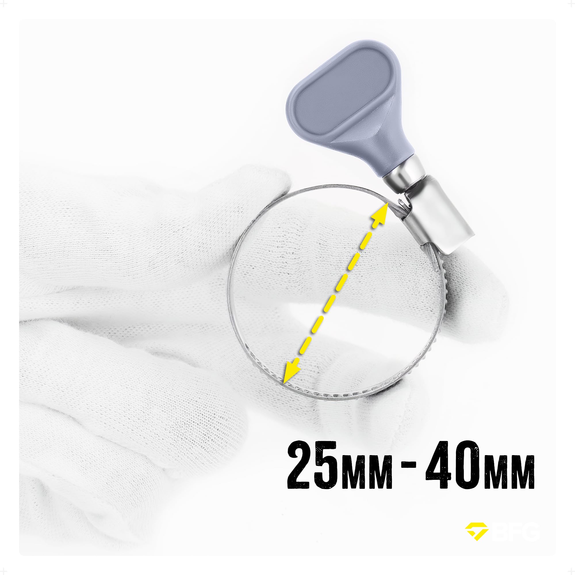BFG Hose Clamps Stainless Steel (Pack of 10 (25-40 mm)) - Professional Hose Clamp for Washing Machine and Garden Hose, Hose Tie for Pool and Fuel Pump - Image 2