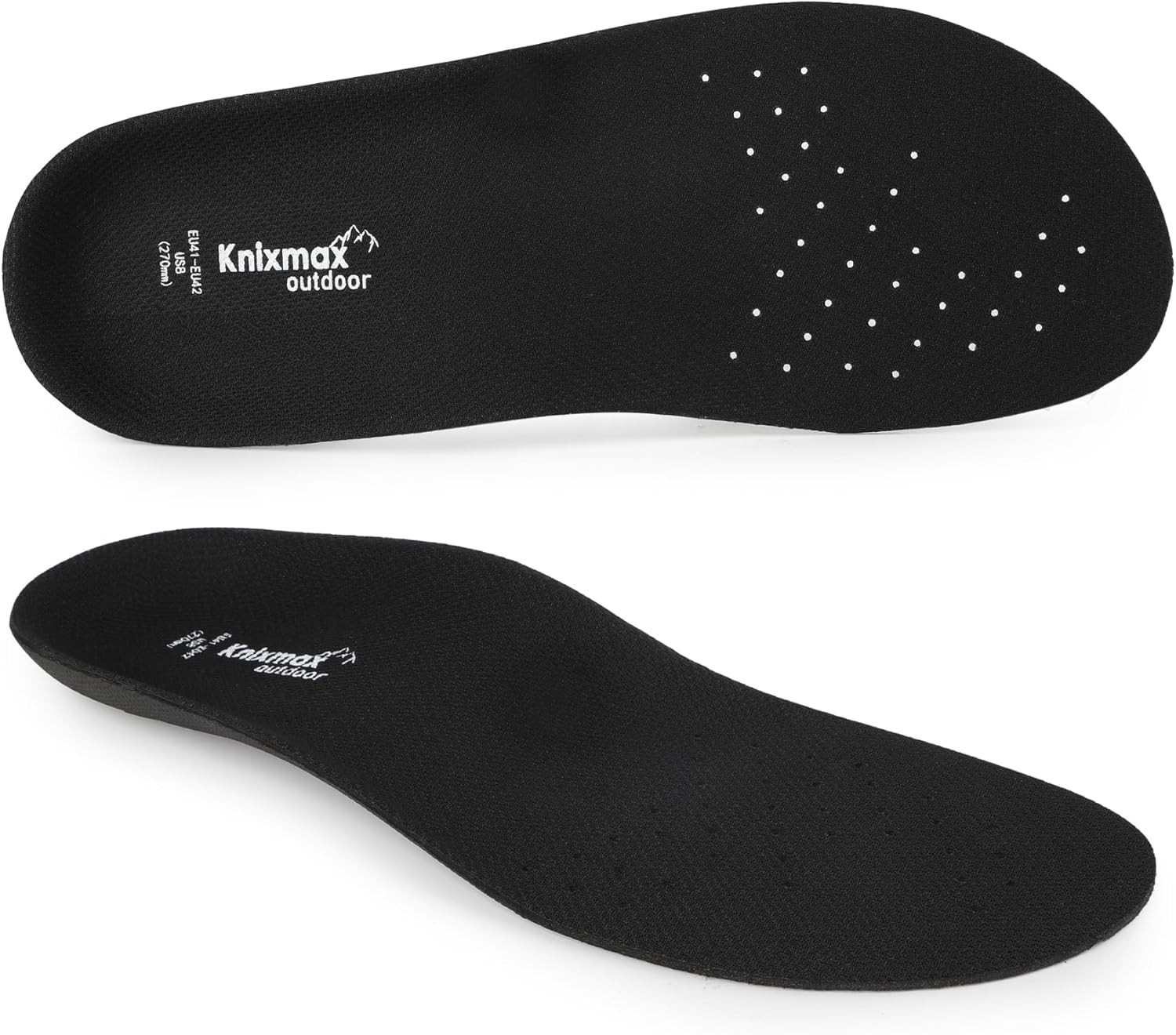 Knixmax Orthotic Insoles for Crocs Clog 1 Pair, Comfort Arch Support Replacement Innersoles for Men Women, Wide Fit Shoe Inserts for Birkenstock Mules Sneakers Garden Shoes Nurse Clogs Black EU 37-38