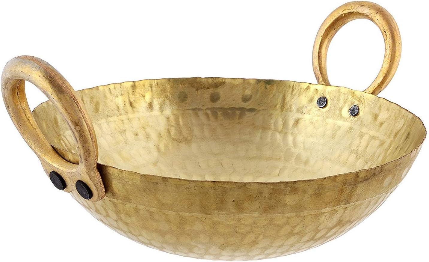 Brass Hammered Kadhai for Cooking/Serving Pital Kadhai - 2500ml, Gold(9x3-inches) By Indian Collectible