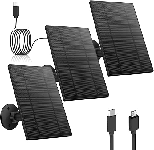 Miniatura 11 de Panel solar de 5 W para cámara de seguridad, panel solar con puerto micro USB y USB-C para cámara de batería recargable de 5 V CC al aire libre,