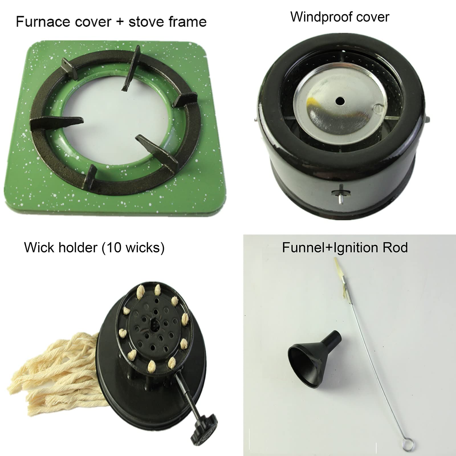 Samnuerly Réchaud à Kérosène Extérieur Réchaud De Camping Portable 8 Mèches Réchaud De Pique-Nique Extérieur Petit Chauffage Au Kérosène Camping