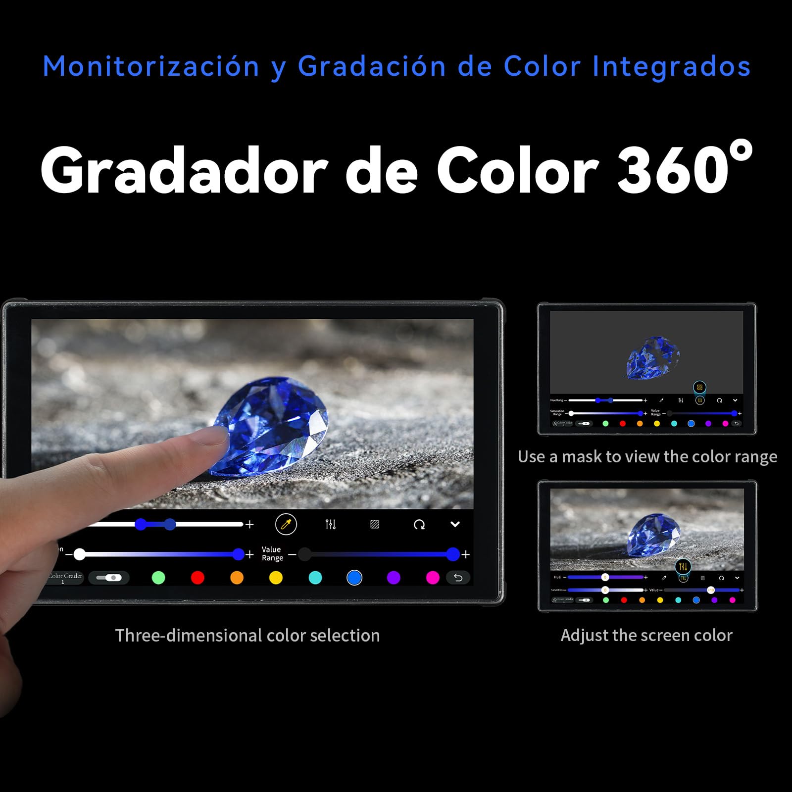 Portkeys LH5C 5.4" Monitor Cámara 4K HDMI Input, Camera Control Touch to Focus para FX3/FX30/A6700/A7S III/A7M IV, R5/6/7/8, GH6/BGH1/S5, 3D LUT Waveform Focus Peaking Monitor de Campo