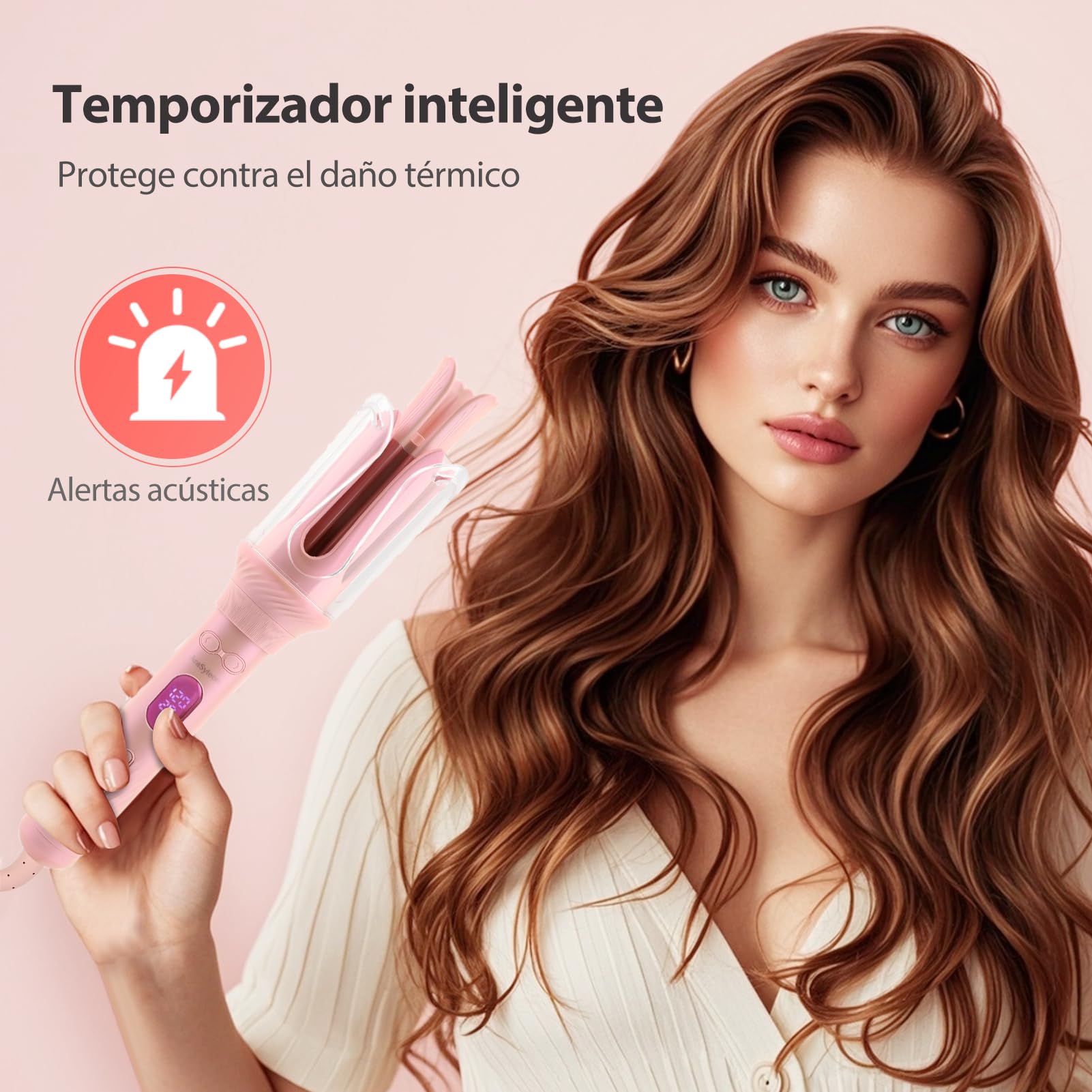 Rizador de Pelo Automático 3 Tamaños (28/32/40mm) - 30s Calentamiento, 12 Niveles Temperatura, LCD, Billones de Iones, Rizador Pelo Automatico