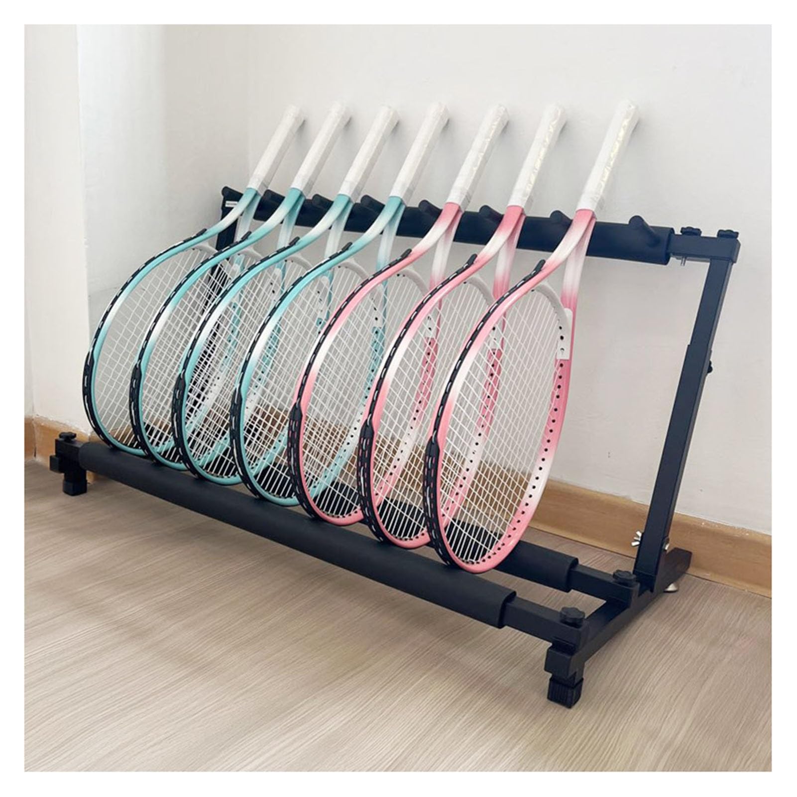 Portaoggetti For Racchette Da Tennis.Espositore For Racchette Da Badminton Ad Altezza Regolabile.Supporto For Racchetta Da Tennis.Per Palestra, Scuola, Club, Palestra, Campo Da Allenamento