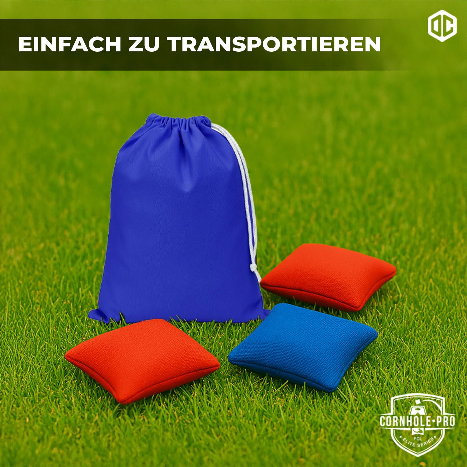 Offizielle Cornhole Tasche | 4 Blaue und 4 rote Taschen | Offizielle Größen | Premium Qualität | 100% Baumwolle | Wasserdicht | Amerikanisches Spiel | Outdoor Spiel | Freunde & Familie | OriginalCup®