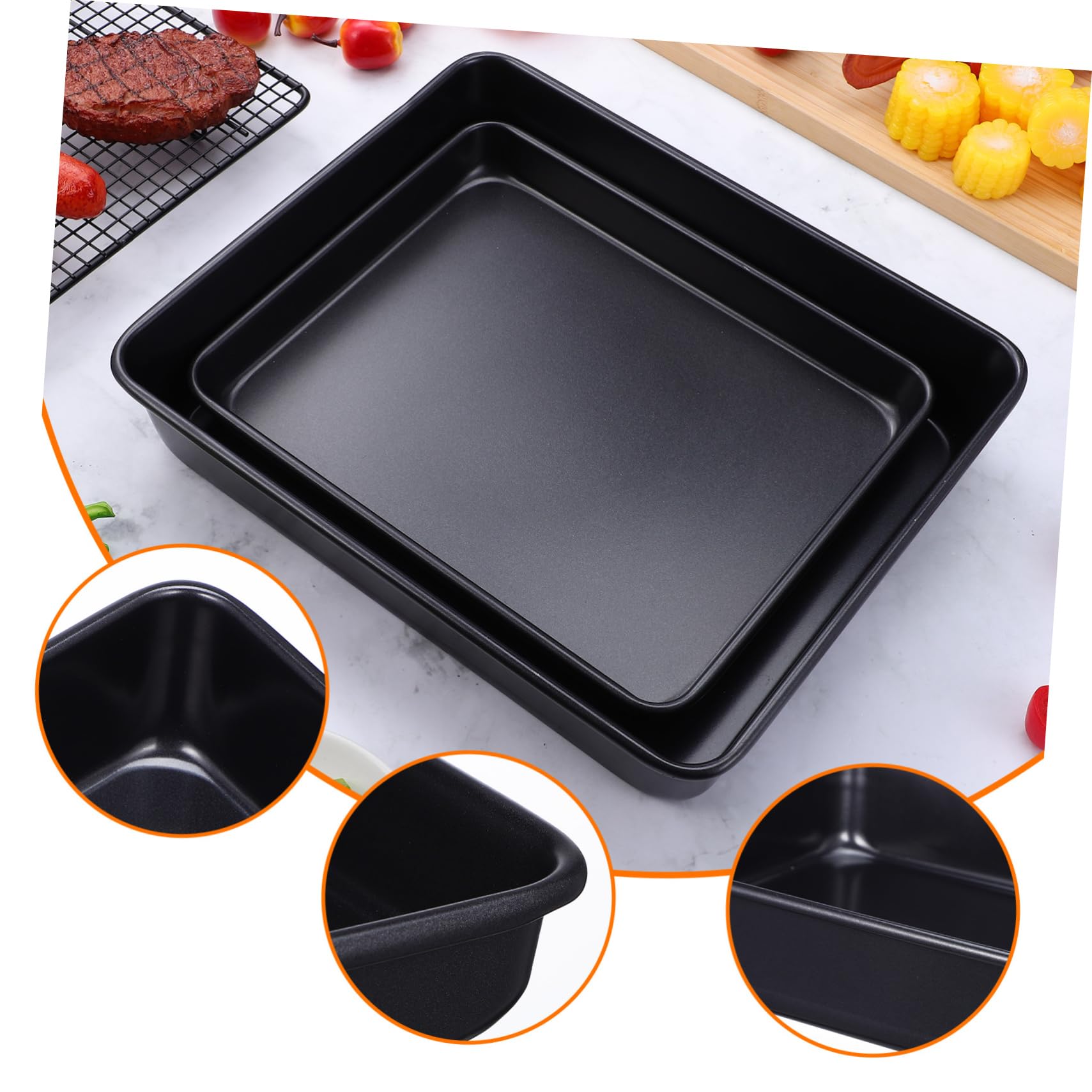 Plaques de Cuisson Antiadhésifs en Acier Inoxydable Noir Lot de 2 Moules à Pâtisserie Faciles à Nettoyer, pour Four
