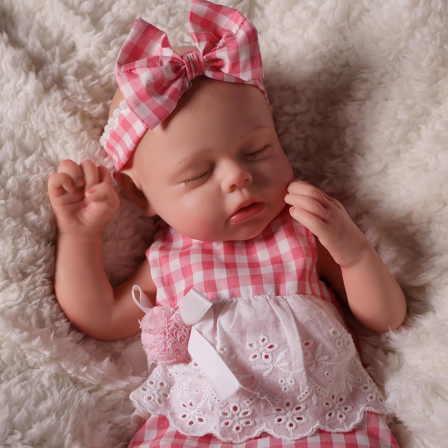 BABESIDE Silicone Baby Doll Lifelike Reborn Baby Dolls - 16 Inch (Weight 4 Lb) Full Platinum Silicone Reborn Baby Doll Slicone Full Body Anatomically Correct Sleeping Baby Girl with Gift Box