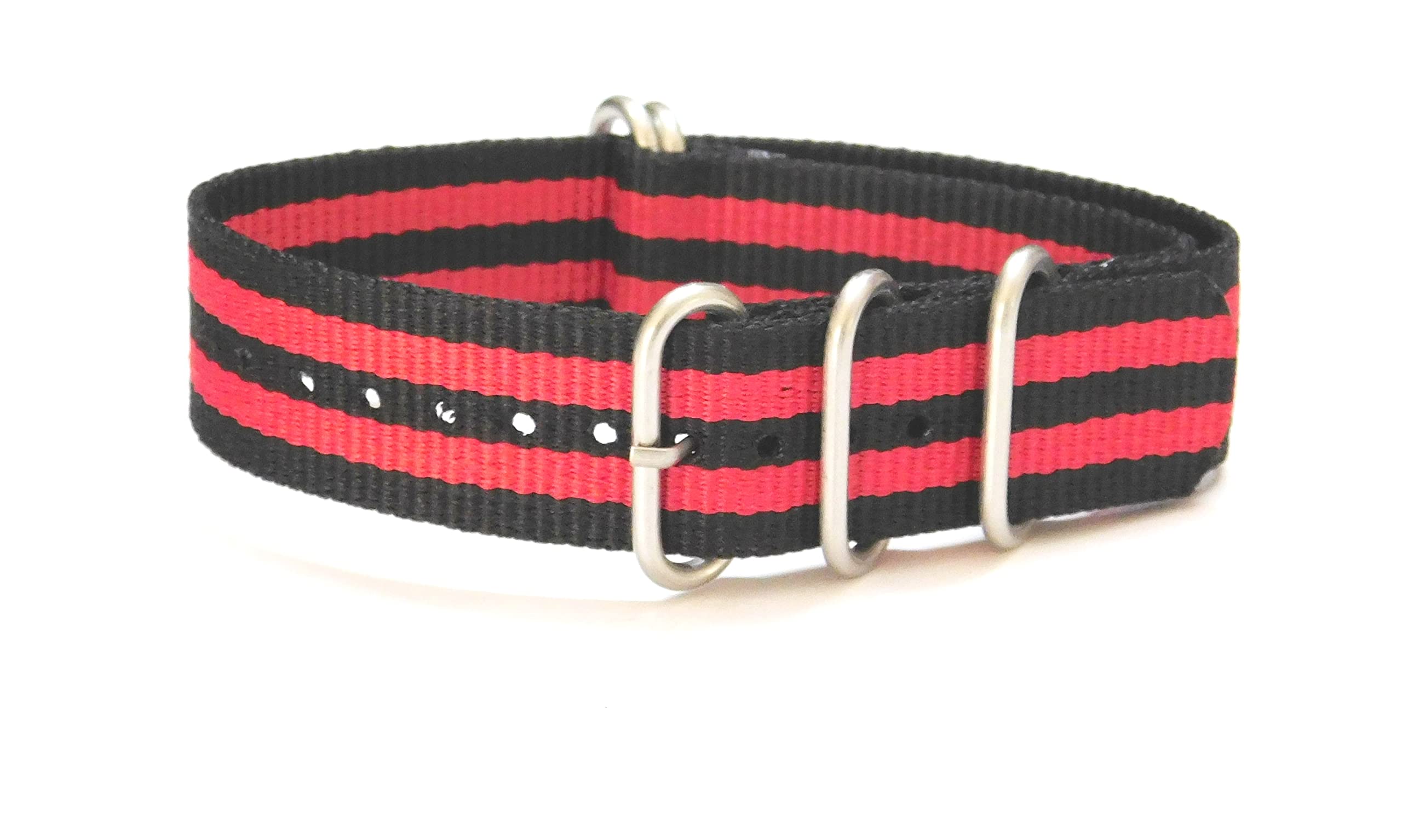 22mm Stech Nylon Nato Zulu Strap For watch 5 Rings 25cms Length (Black & Red) (B0863SFS4H) Amazon Price History, Amazon Price Tracker