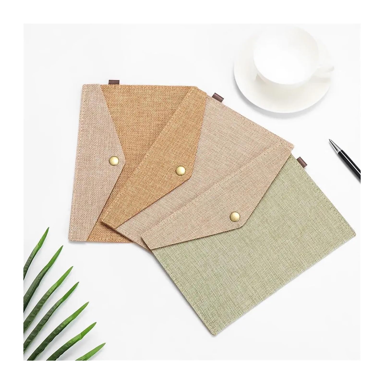 10pcs File Folder Big Capacity Document Bag Imitation Linen Canvas Felt Briefcase Folders Envelope Design Per Scrivania