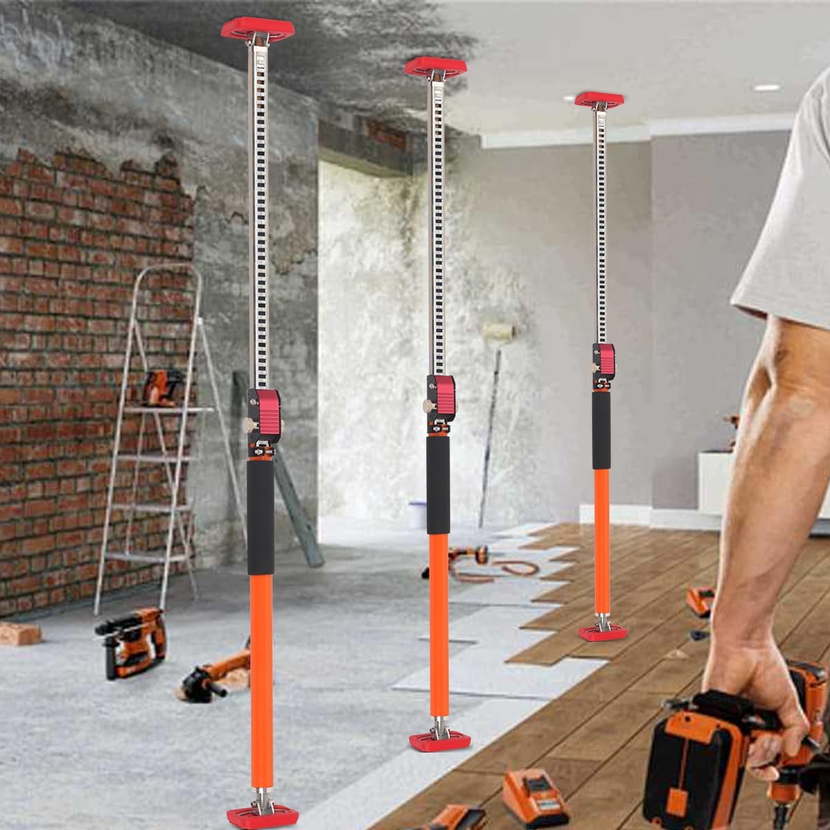 3rd Hand Adjustable Support System, Durable Steel Support Rods for Cabinet Jacks, Cargo Bars, and Drywall - Extends from 24" to 40", 2 Pack Load-Bearing Capacity 264 lb (120 kg)