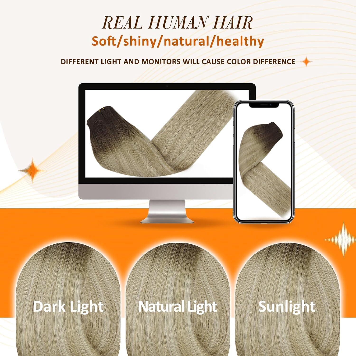  Ombre Clip in Hair Extensions, 12 Inch 8 Pcs 95g thumbnail