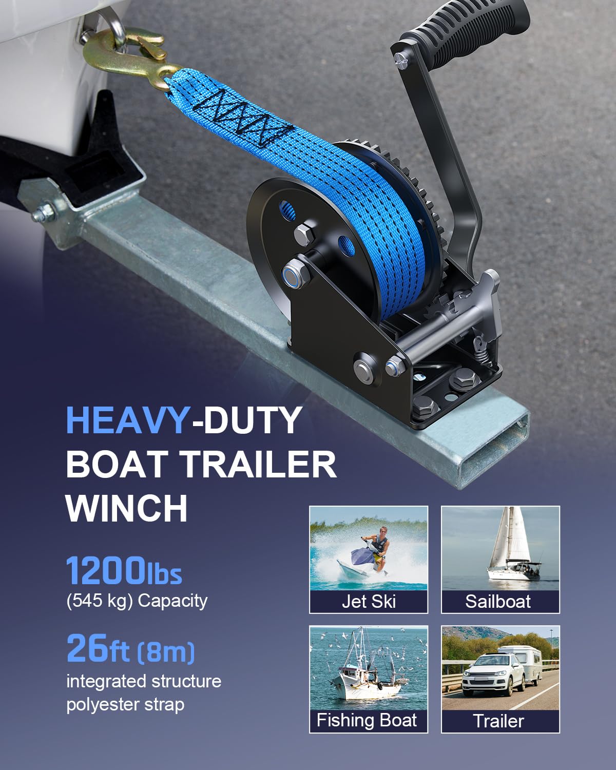 Bravex Treuil manuel à cliquet bidirectionnel pour bateau, VTT, camping Bravex Treuil manuel à cliquet bidirectionnel pour bateau, VTT, camping