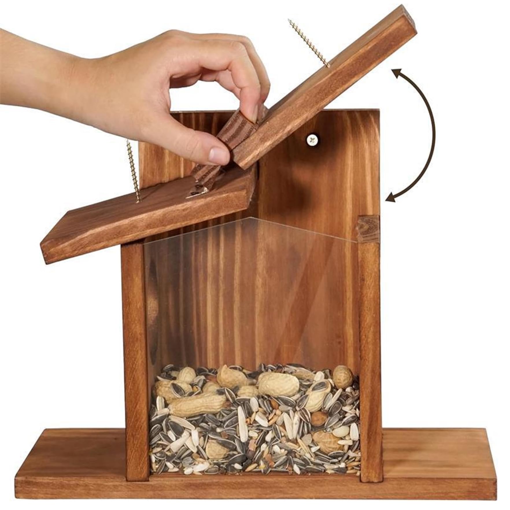 Casa de Ardillas, comederos de Ardilla para el Exterior, casa de Ardillas, comedero para pájaros de Madera fácil de llenar, comedero para pájaros Visible con Panel extraíble para maíz, maní, Suet, co