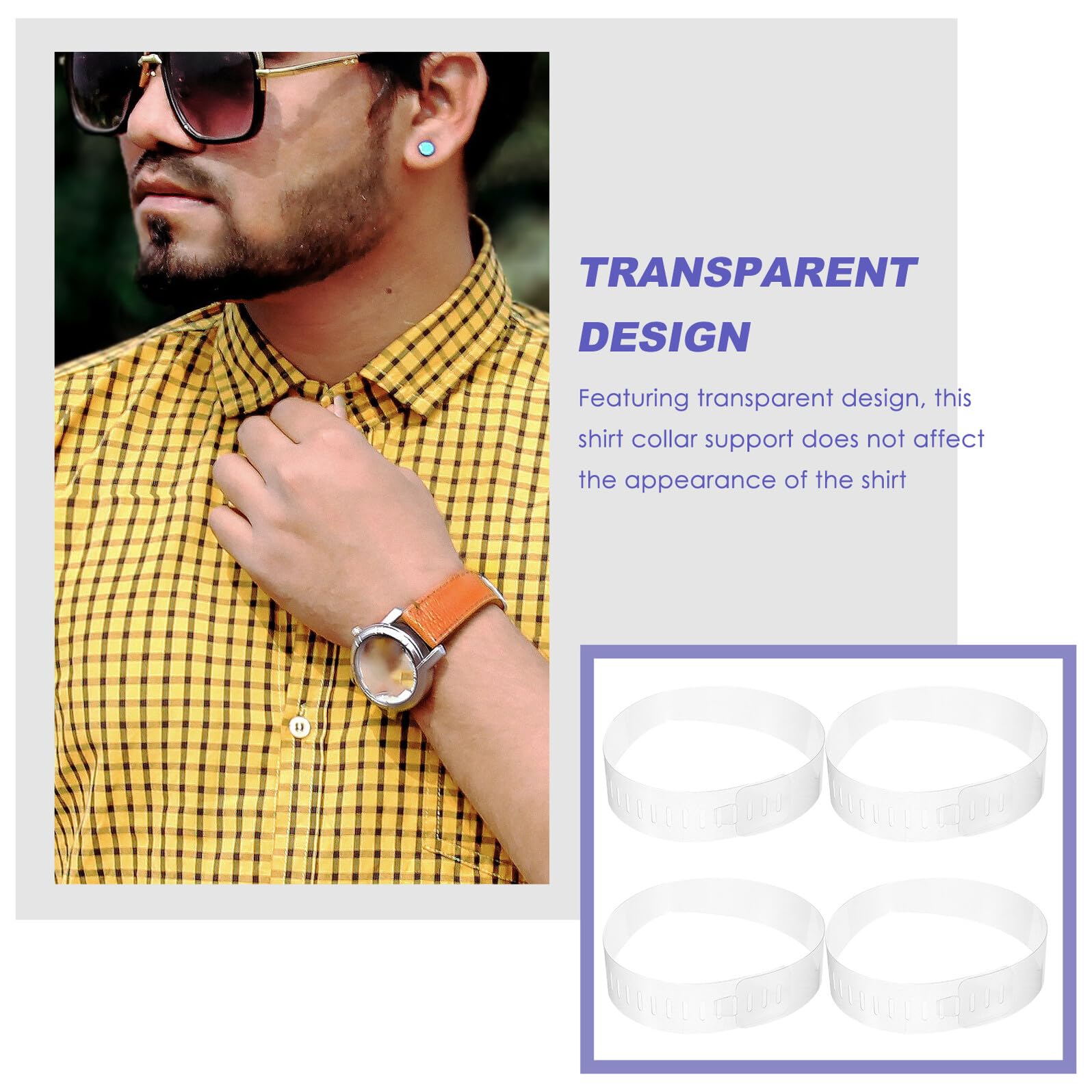 Didiseaon 100 piezas Soportes Transparentes para Cuello de Camisa PVC Duradero Fijación Fácil para Moldear y Forma y Compacto para Hombre y Viaje