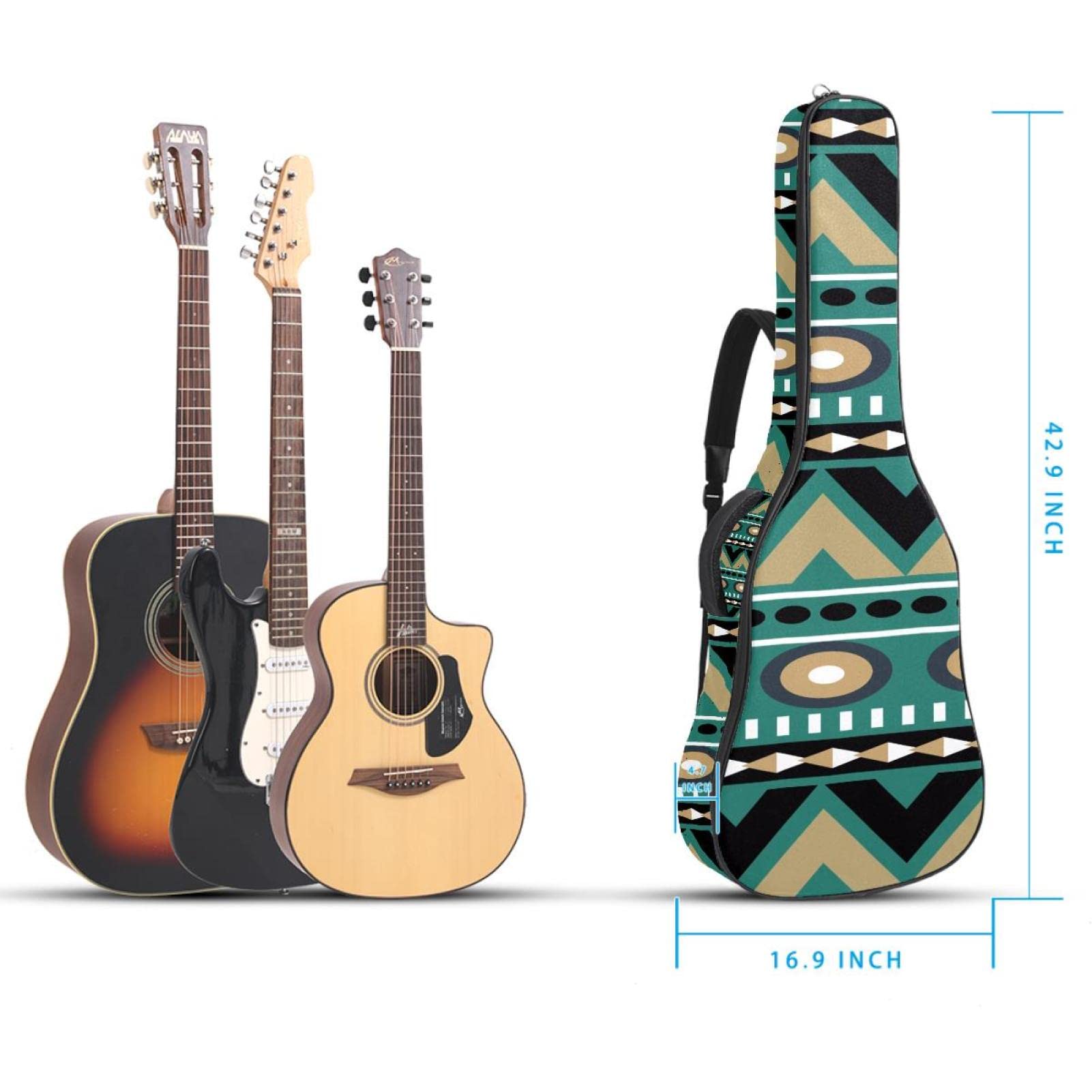 Torba na gitarę akustyczną, wodoodporny plecak, gruby, miękki, wyściełany, gitary akustyczne i elektryczne, gitara klasyczna, Kolor6, 42.9x16.9x4.7 in, Organizer do torby