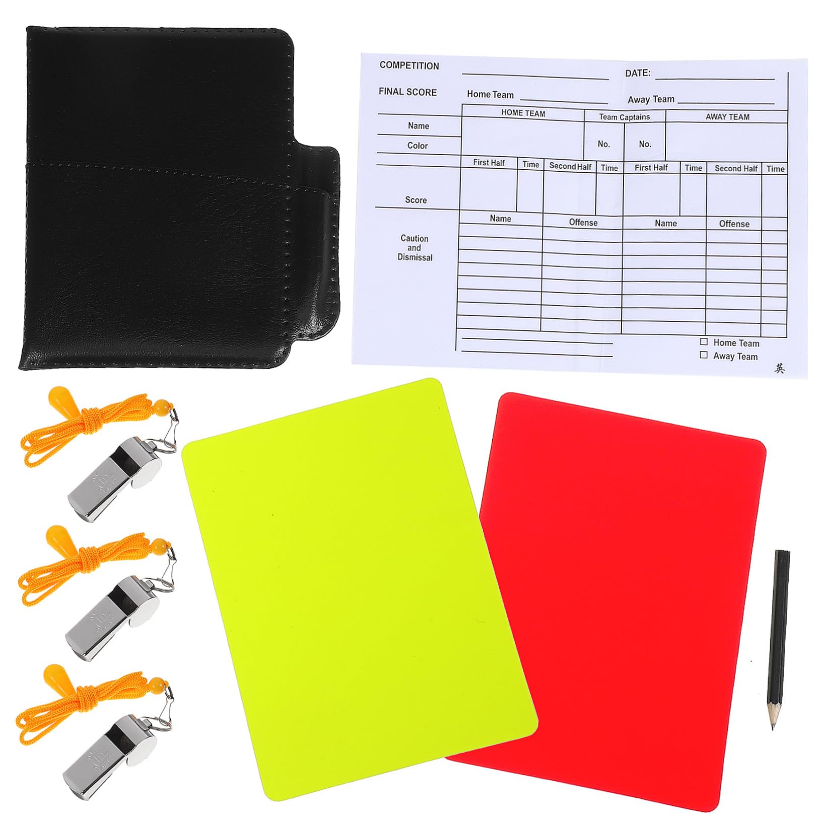 Gogogmee 1Set Standard Referee Kit Complete with Cards Score Sheet Whistles Pencil Portable Card Book for Soccer Football Basketball and Volleyball Matches