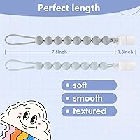 Vista 5 de Paquete de 4 clips de silicona para chupetes para bebés, niños y niñas, con cuentas de una pieza, soportes flexibles y libres de óxido para alivio