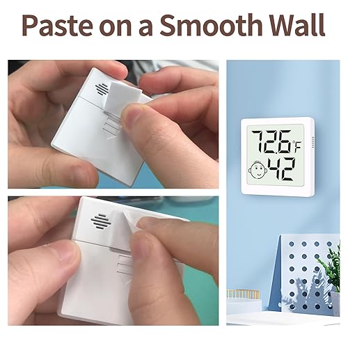 Miniatura 6 de Mini medidor de humedad, higrómetro, paquete de 6 termómetros de habitación, monitor digital de temperatura y humedad para el hogar, casa, oficina,