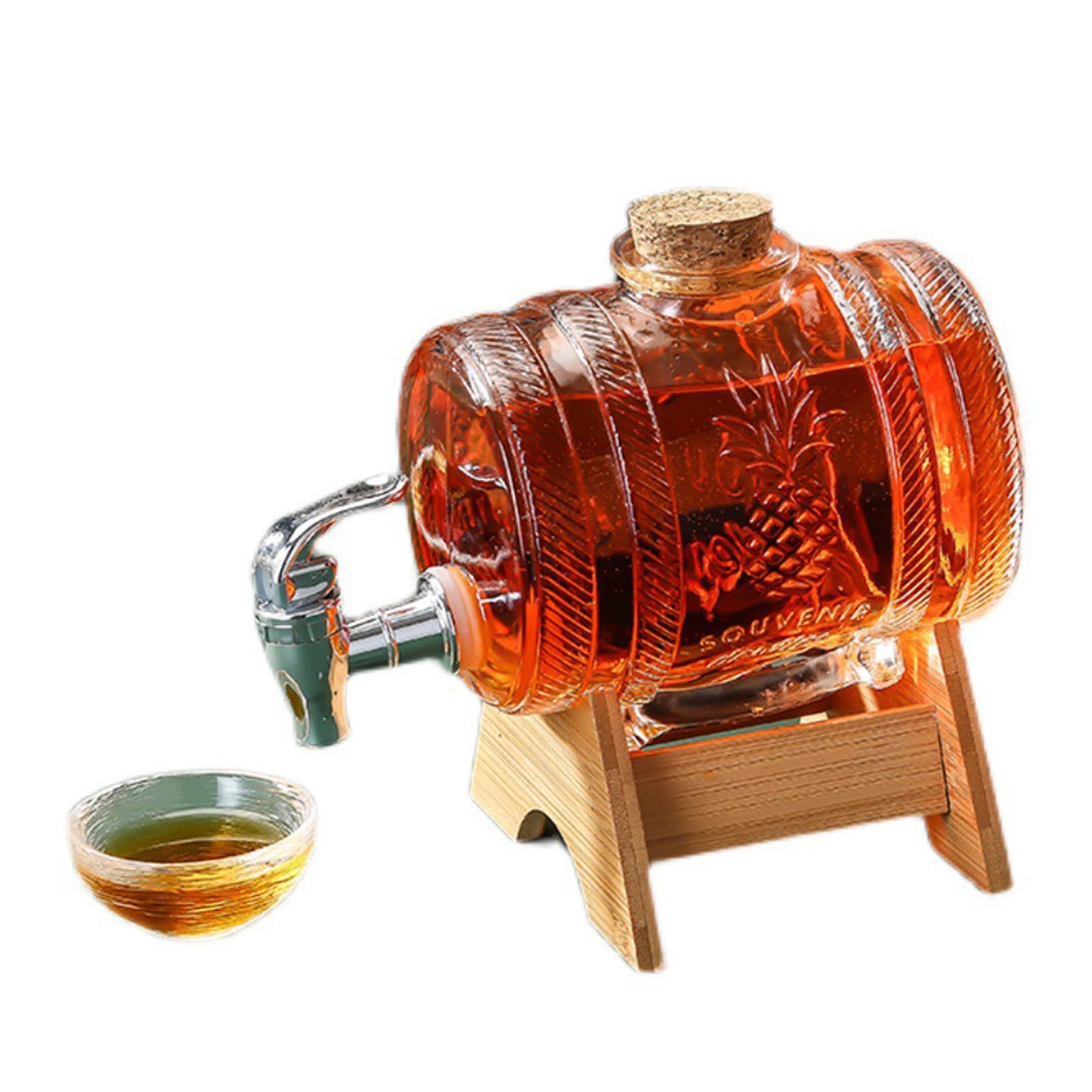 SLDHFE Drink Dispensers For Parties, Fridge Beverage Juice Drink Dispenser With Spigot, Glass Water Container Despenseror for Milk Lemonade ï¼ˆbarrel shape 1Lï¼‰without stand