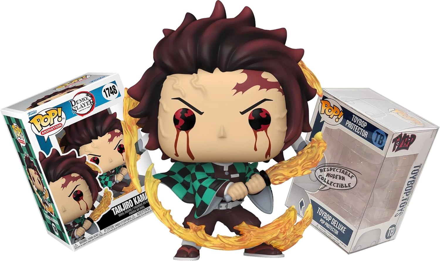 Funko Sun Breathing Tanjiro Kamado + Pop Protector: Demon Slayer Pop! Animation Vinyl Figure (Gift Set Bundled with ToyBop Brand Box Protector Collector Case)
