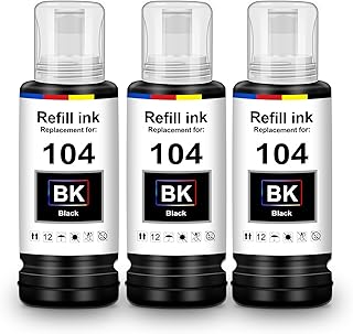UniPlus Ink E104 Compatible with Epson E104 Multipack Black Printer Cartridges ET-2870 ET-2820 ET-4800 ET-1810 Compatible with Epson Ecotank ET-2826 ET-4810 ET-2810 ET-2814 ET-2840 ET-2720 ET-28, ET