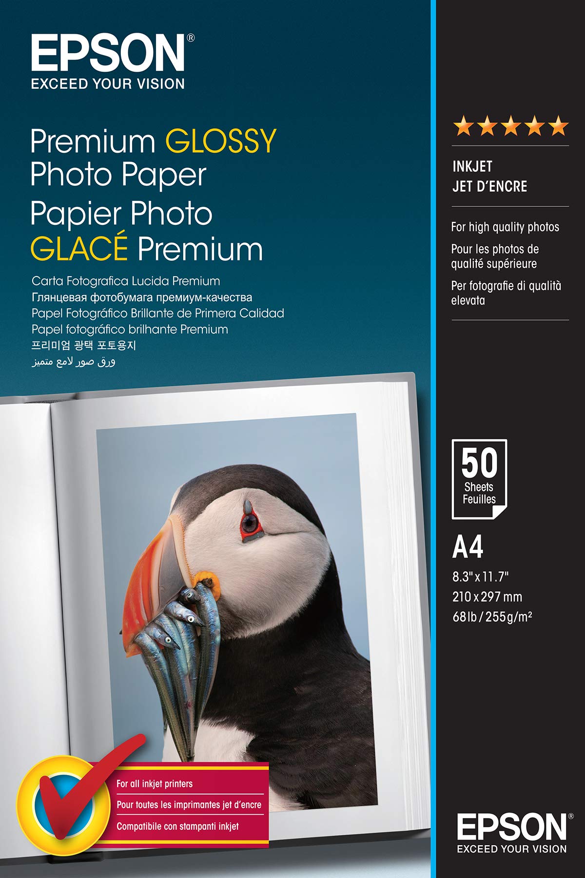 Epson Premium Glossy Photo Paper A4, confezione da 50 pezzi, C13S041624, confezione da 1, SKU EP41624