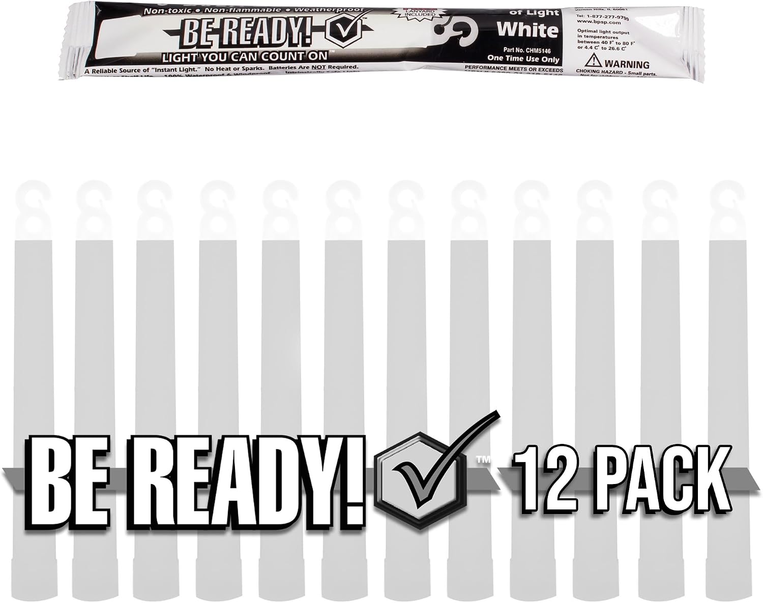 Be Ready - Industrial 12 Hour Illumination Emergency Safety Chemical Light Glow Sticks 12 Pack image 2
