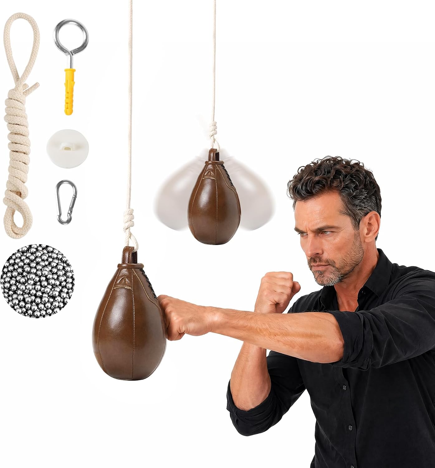 Speed Bag Slip Ball for Boxing Reflexes and Reaction Practice, Microfiber PU Leather, Lightweight, Portable, for MMA or Combat Sports Training