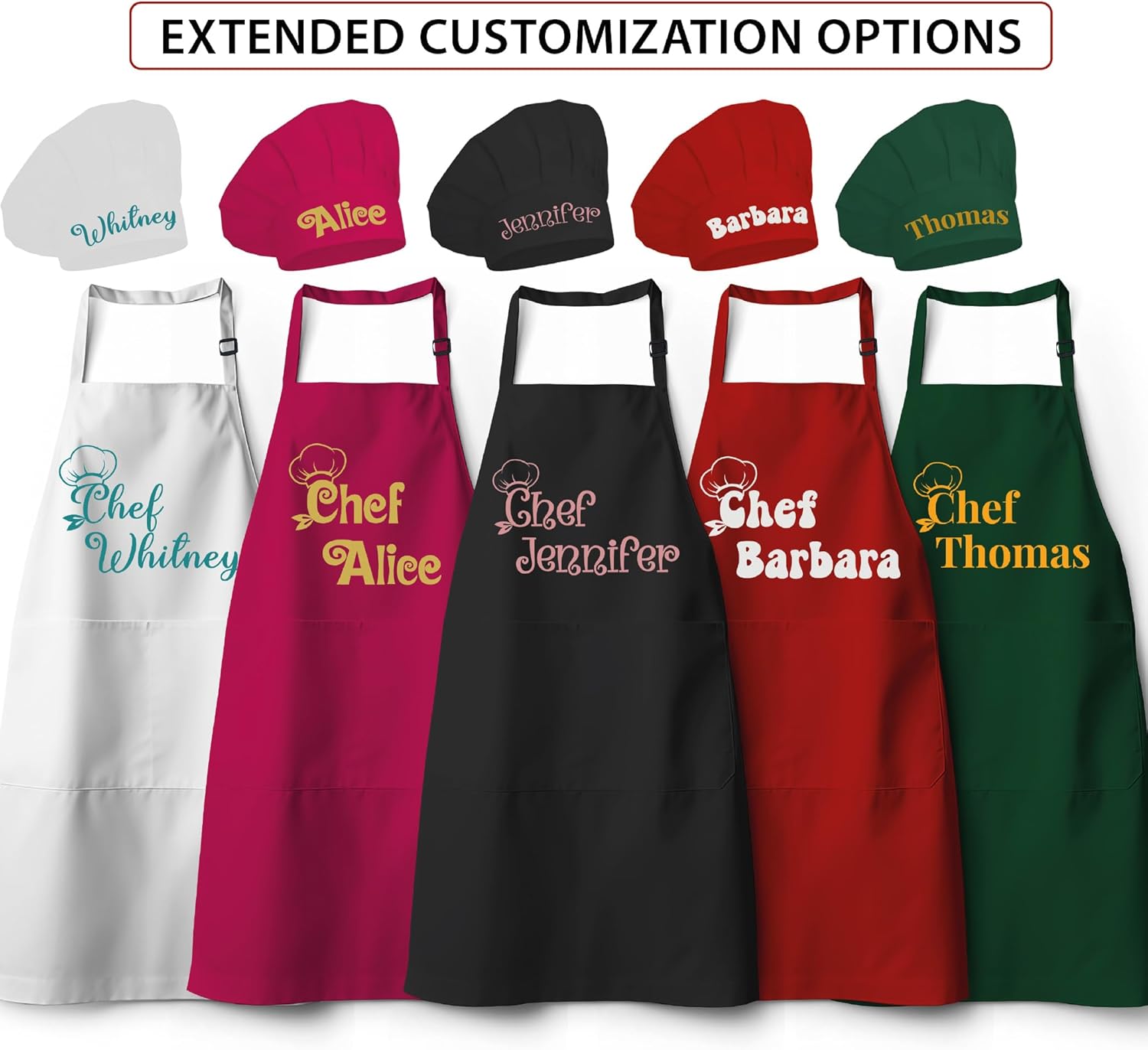 Custom Aprons for Women and Men, Personalized Chef Apron, Personalized Kitchen Apron with Pockets, Grilling & Cooking Aprons, Delantales de Cocina para Mujer, Gifts for Chefs - Image 3