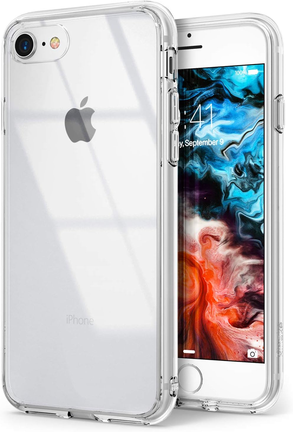 Ringke Fusion Compatible with iPhone SE 5G (3rd Gen, 2022) 4.7-Inch, iPhone SE 2020, iPhone 8/7 Case, Transparent Hard Back Shockproof Bumper Phone Cover - Clear