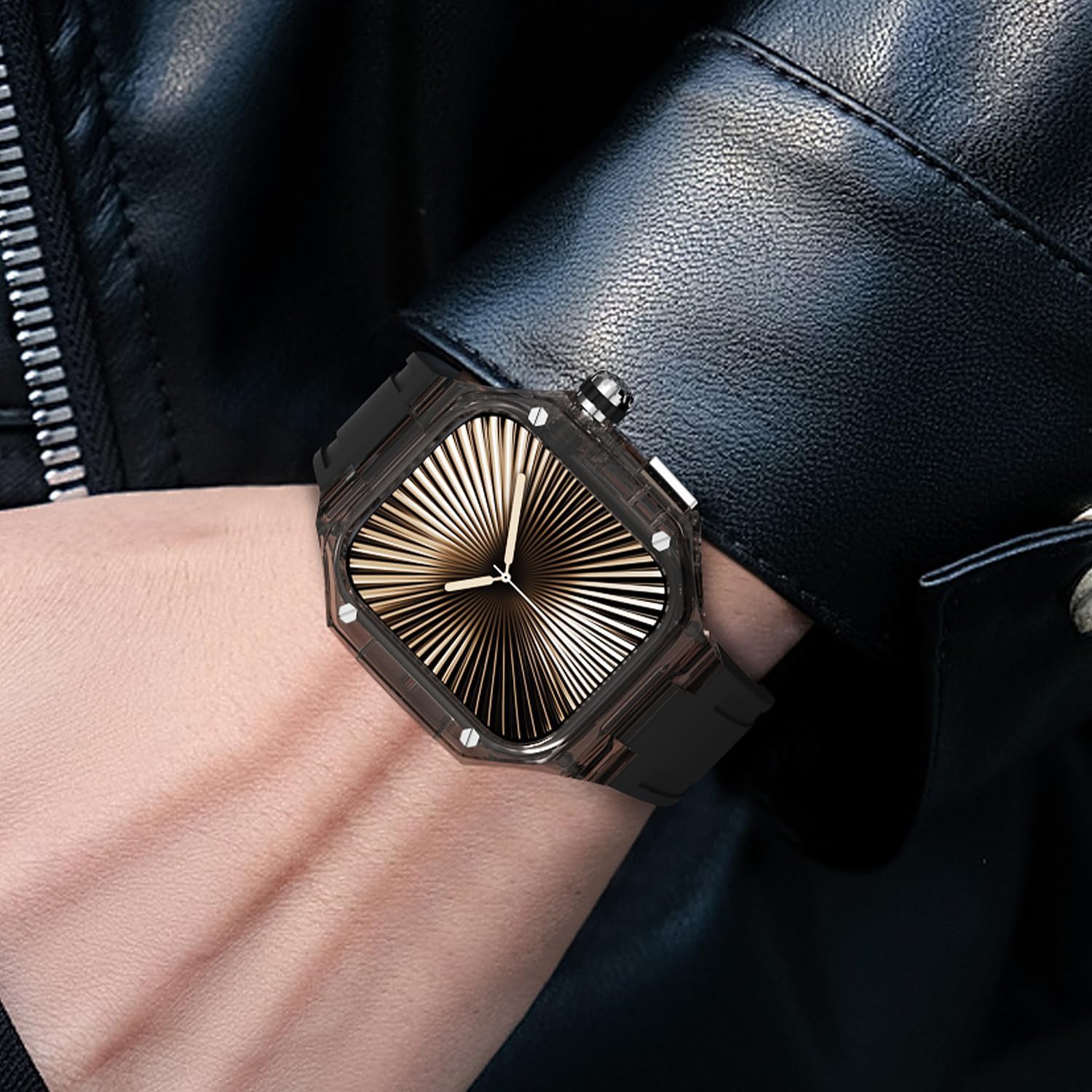 Transparent Crystal Case and Band for Apple Watch Series 11/10 46mm/42mm, Luxury Clear Designer Rugged Military Protective Cover Tactical Heavy Duty Protection for iWatch