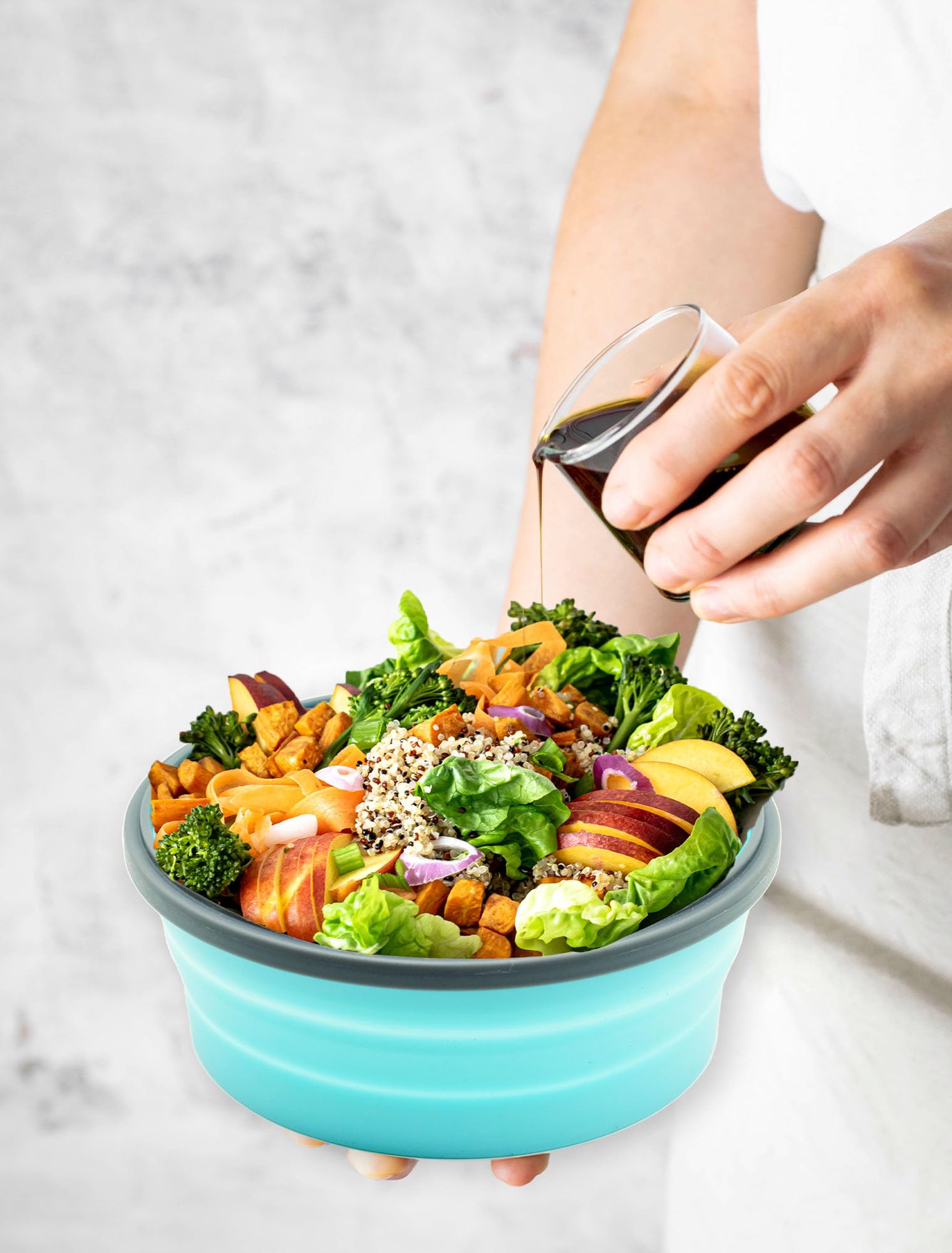 Lunememo 8 Contenitori Pieghevoli Per Alimenti, Adatti al Congelatore e Alla Lavastoviglie, Contenitori per Pranzo in silicone, Adatto per Campeggio, Coperchio, Blu