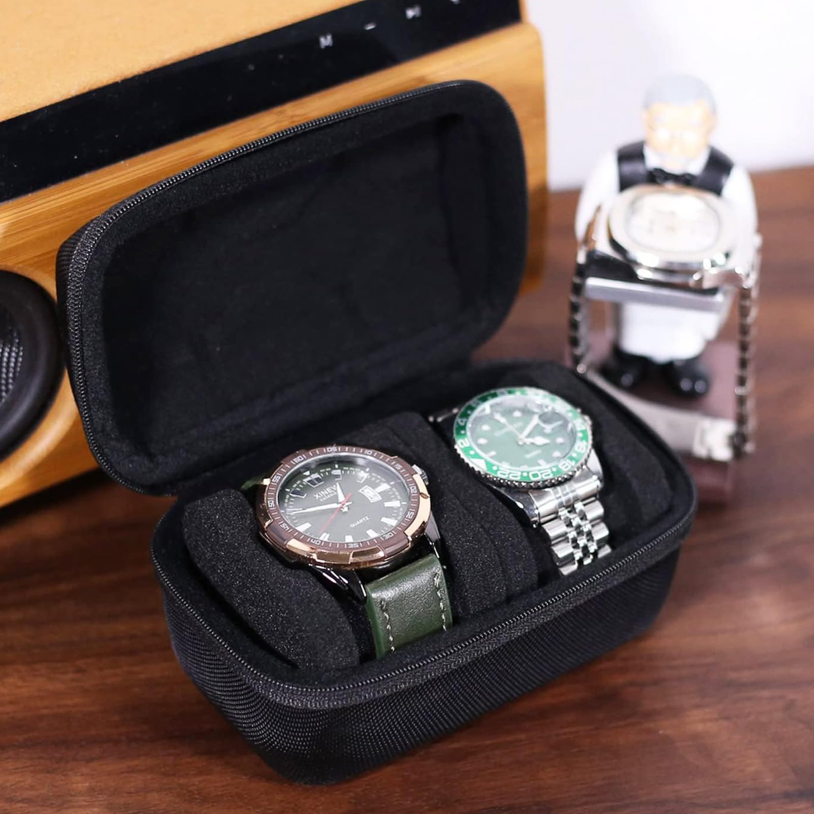 Caja de Relojes de 2 Ranuras, Organizadora de Reloj, Soporte de Exhibición para Hombres y Mujeres