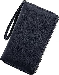 Passport Holder Leather Wallet Travel Document Organizer for Passport Boarding Credit Card Storage Bag for Documents (Black)