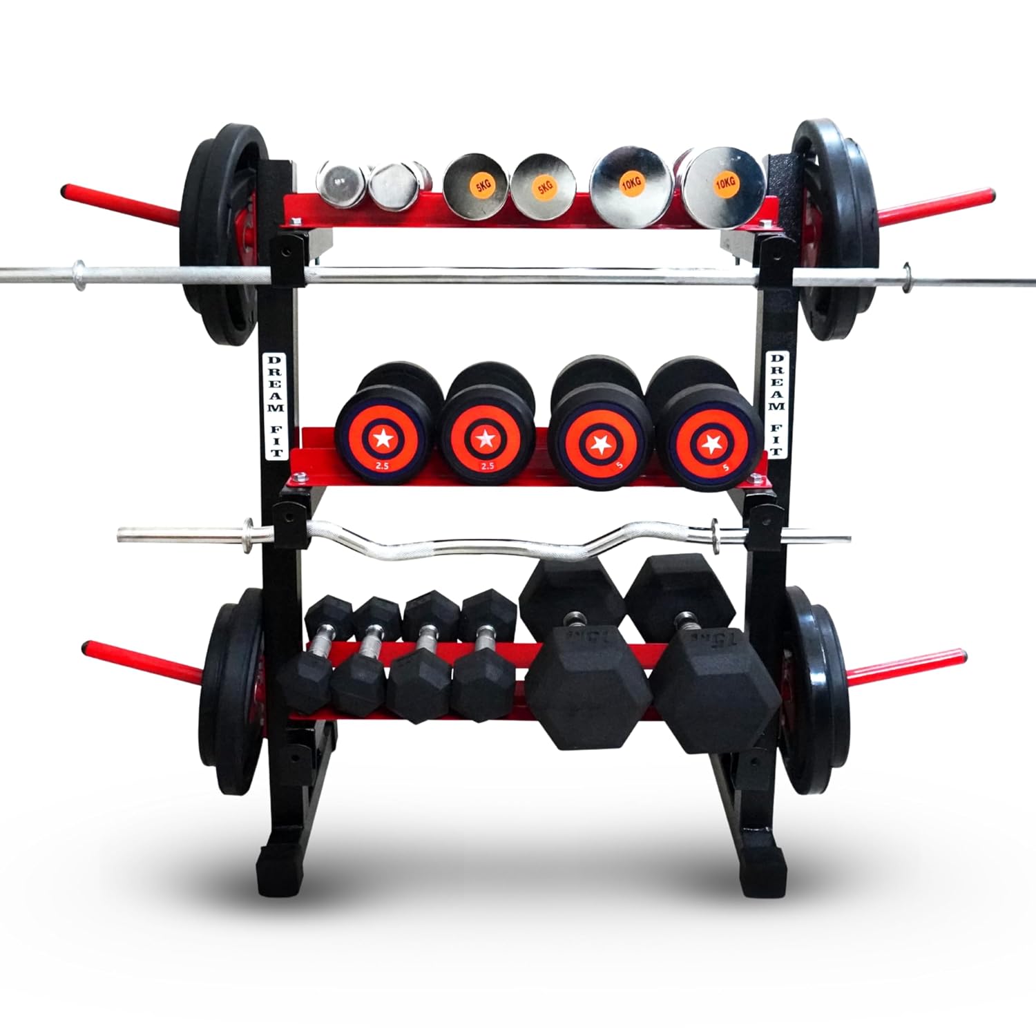 DREAM FIT 3in1 Storage Rack for home gym - 3-tier dummbbell rack: accomodates weights, barbells and dumbbells for home gym... - Review, Price and Buying Guide