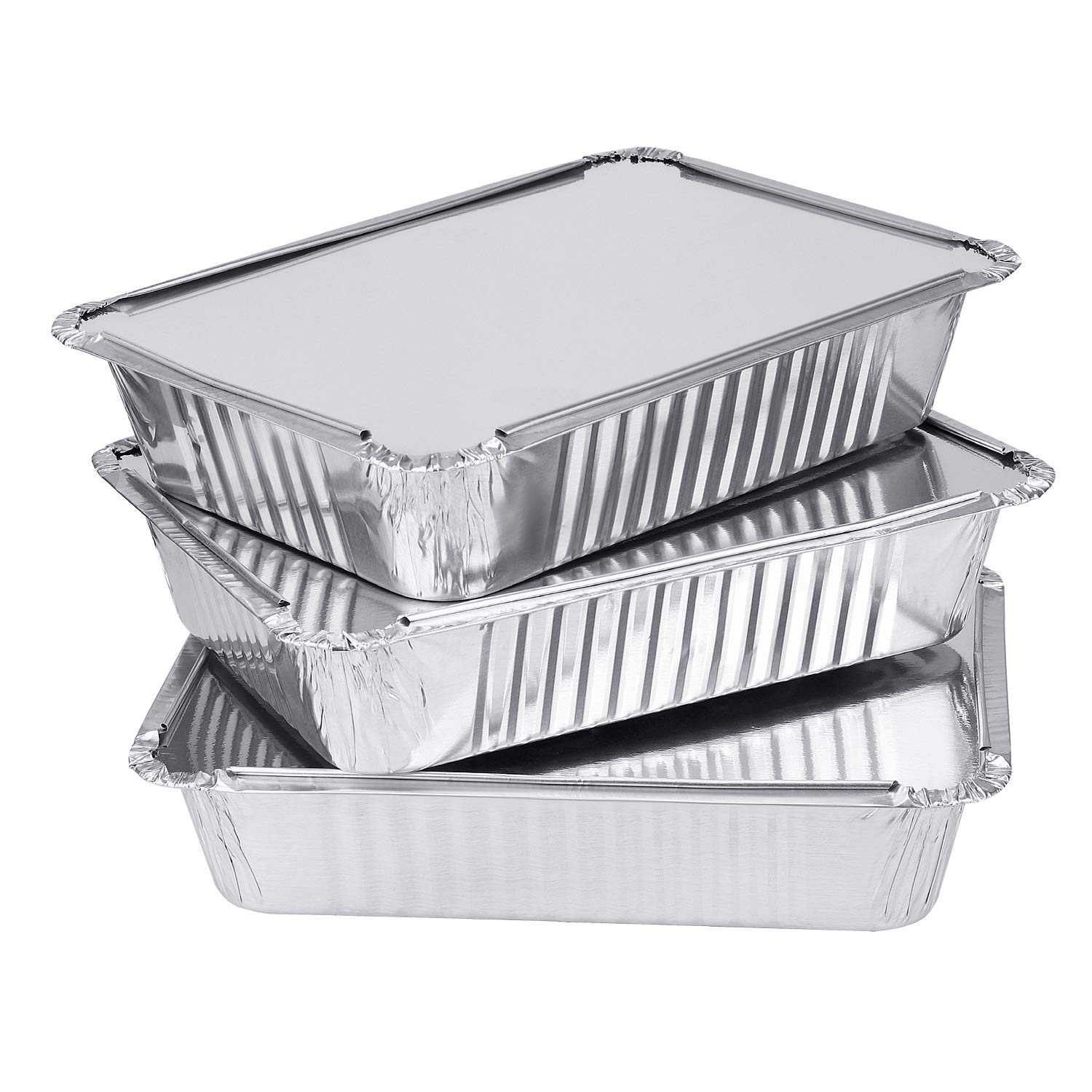 Barquette Aluminium avec Couvercle Barquette Alimentaire Jetable 30 Pièces 1000ml Barquettes Jetables Barbecue Plateaux Parfait pour la Cuisson Grillage Cuisine Restauration