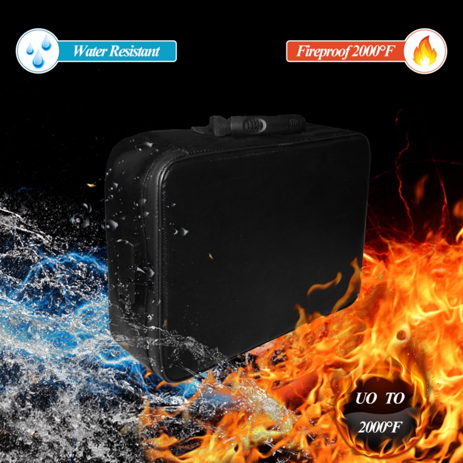 Scatola portadocumenti ignifuga con serratura a 3 cifre, borsa organizer per documenti di grande capacità, con 7 tasche per carte di passaporto, USB, custodia sicura portatile per casa
