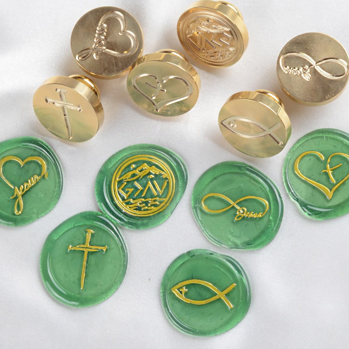 Jesus Wax Seal Stamp - Sacred Symbol for Envelopes, Invitations, Crafts - Premium Quality Brass Seal - Ideal Gift for Christians (Christ 6 Patterns)