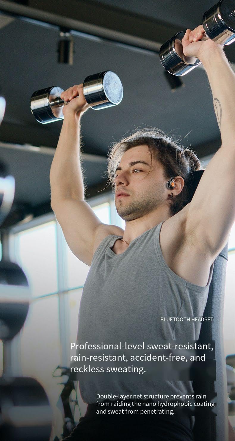 Open Ear Headphones Bone Conduction Headphones Bluetooth 5.3 Wireless Earphones Single Battery Life 10H, IPX7 Waterproof Sport Headset for Running, Driving, Cycling, with Clear Calls,Yellow