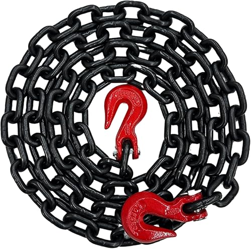 Cadena de transporte de grado 80 de 38 pulgadas x 10 pies, 7100 libras WLL - Gancho de agarre de horquilla, amarre, remolque