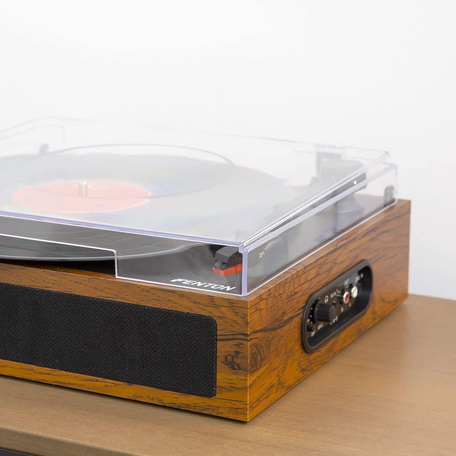 Fenton RP170L Platine Vinyle Bluetooth avec Valise de Rangement - Bois Clair, Haut-Parleurs Intégrés, Sortie Ligne et Casque, Une Platine Idéale pour Décorer et Écouter Vos Vinyles