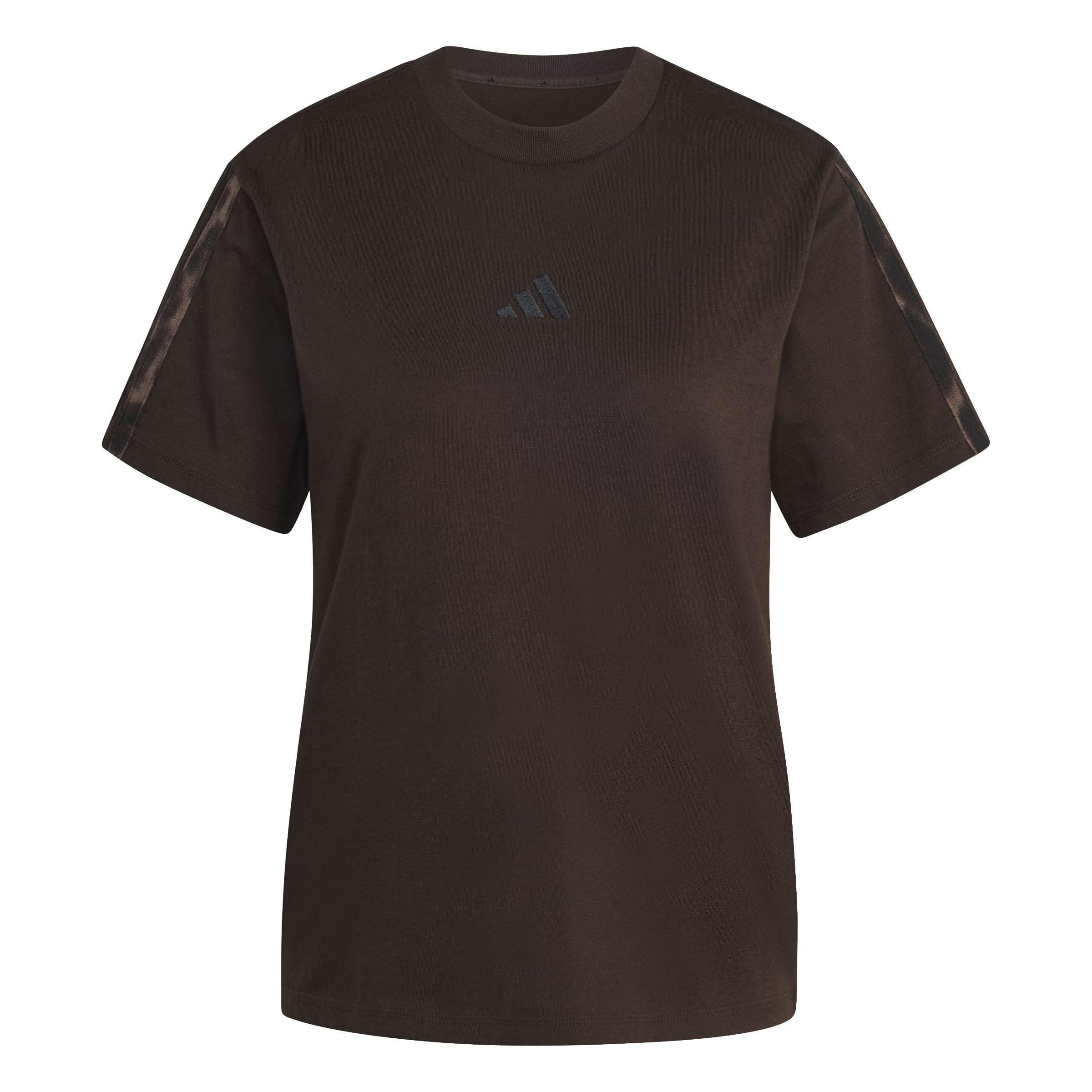 adidas Women's Seasonal Essentials Leopard Print T-Shirt with 3-Stripes, Aurora Coffee/Multicolor, XL