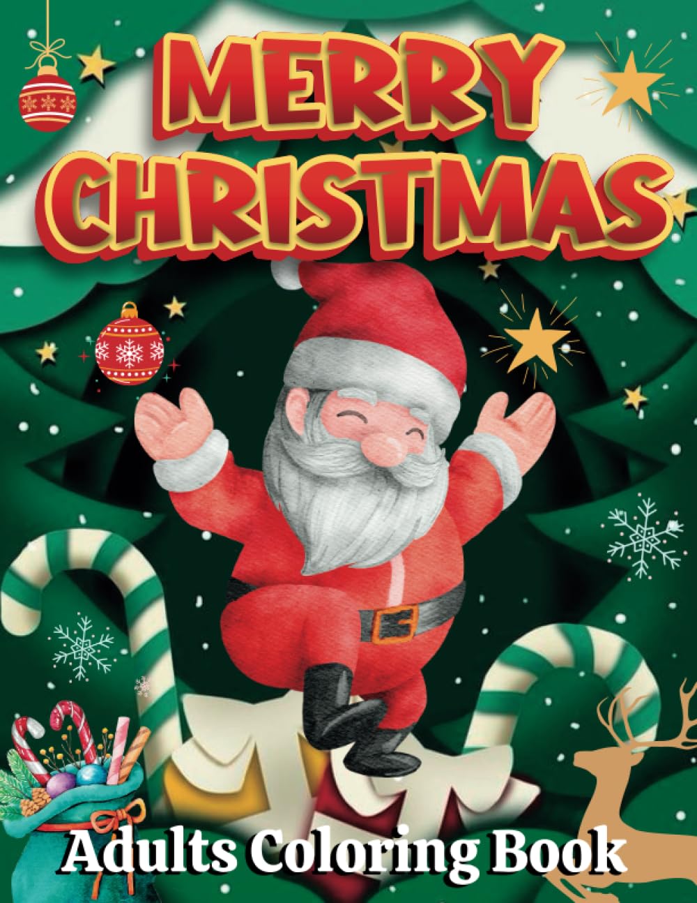 Large Print Christmas Coloring Book: Large Print Christmas Coloring Book For Adults Featuring Relaxing Winter Scenes, Beautiful Reindeer, Penguins, Santa Claus, Snowman, Stockings