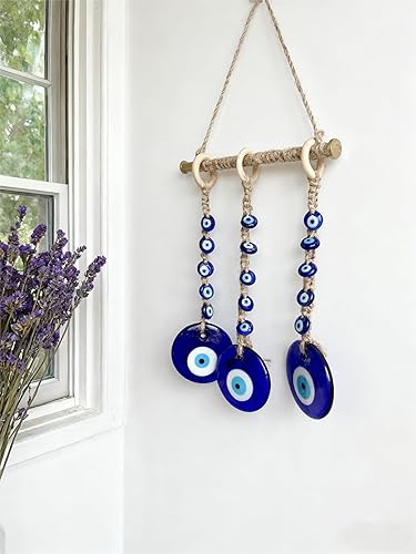 Miniatura 8 de Amuleto de cristal azul de 7.9 pulgadas con amuleto turco griego de nazar de buena suerte, adorno colgante hecho a mano para el hogar, oficina,