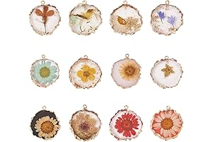 12Pcs Pressed Flower Resin Charms - A Symphony of Nature's Beauty