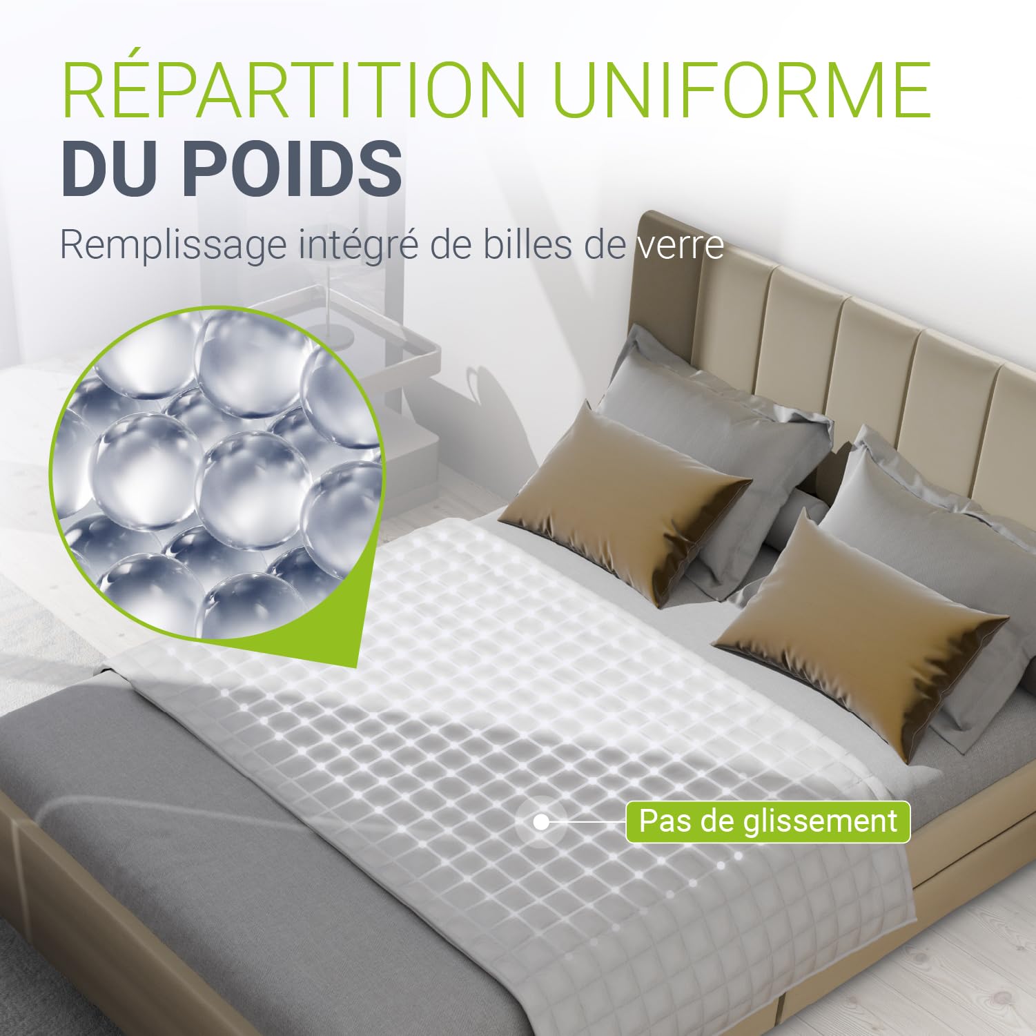 Juskys Couverture lestée 135x200 – Thérapeutique & Anti-Stress – Coton, Microfibre & Perles de Verre – pour Sommeil réparateur – 5 kg
