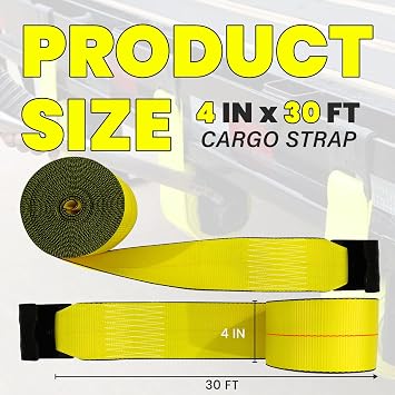 4'' x30' Winch Straps with Flat Hooks, Heavy Duty Trailer Winch Straps, 16,200 lbs Breaking Strength Flatbed Straps, 4in x 30ft Cargo Controls for Flatbed Trailer, Truck, Utility Trailer(4 Pack)