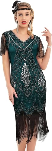 kayamiya Women's Flapper Dresses 1920s Sequins Art Deco Gatsby Cocktail Dress wi