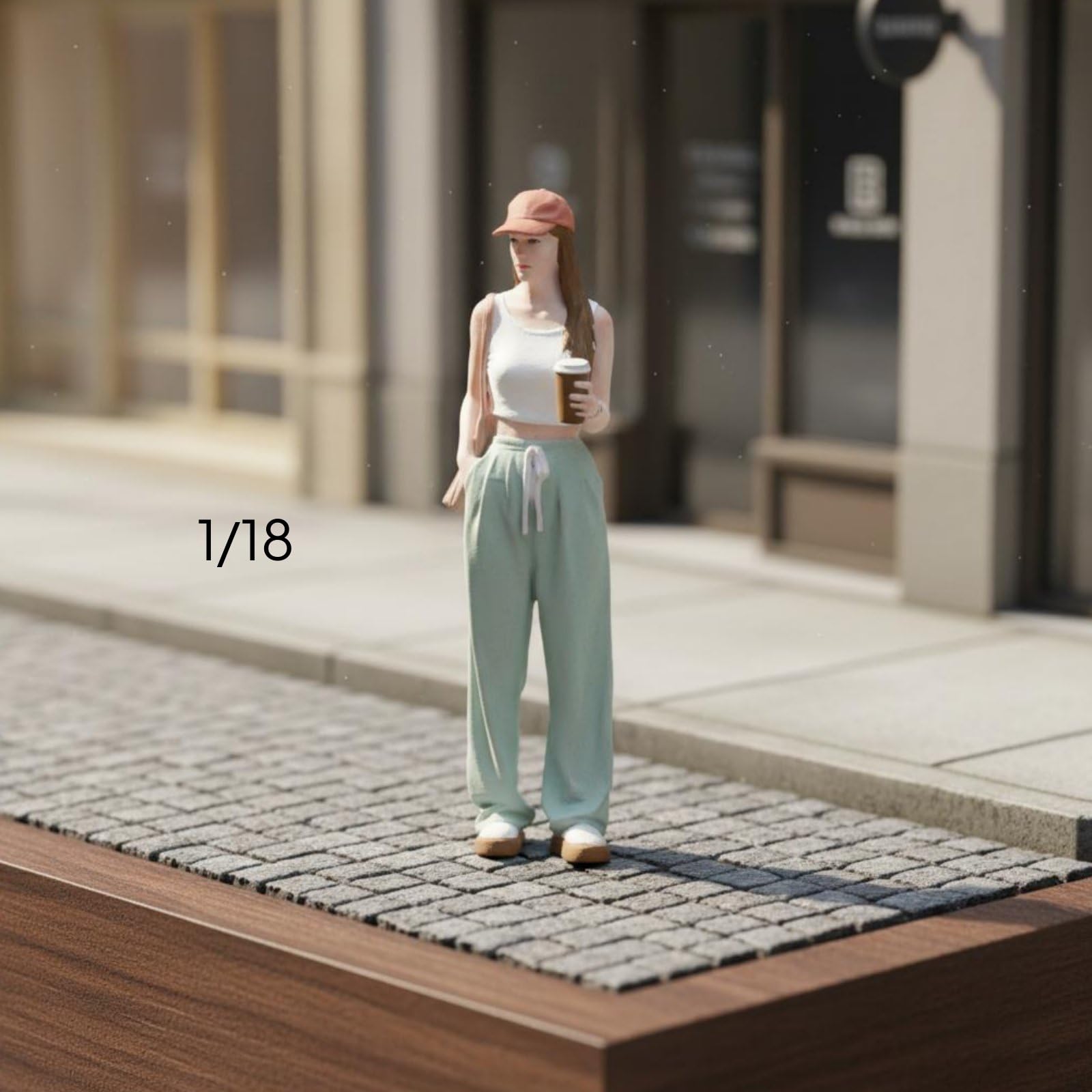 Miniatura Dipinta Figura Collezione Personaggio Femminile Statuina Resina Finitura Realistica Abbigliamento Casual con Tazza Adatta a Diorami, Moderna, Realistica, Miniatura-A