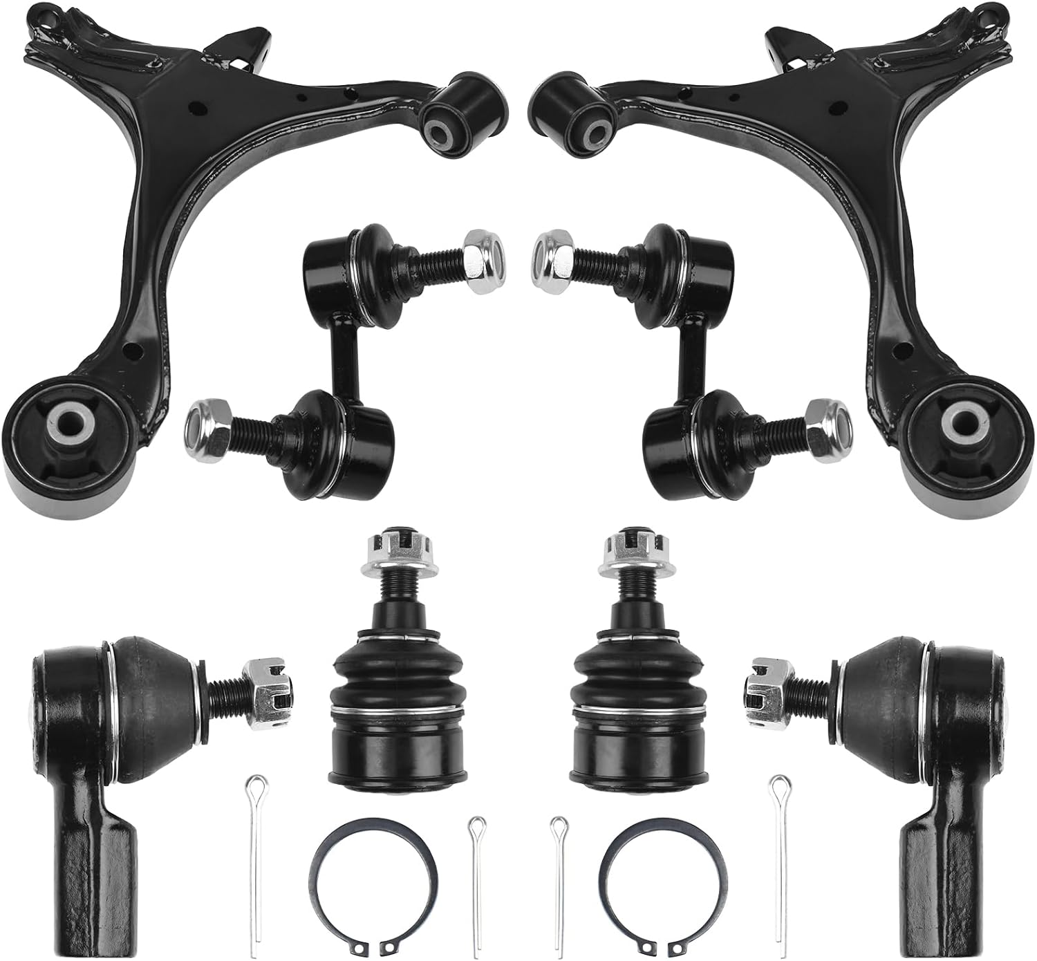 Autoround Front Lower Control Arm Kit Fit for Honda Civic 2001-2005, Acura EL 2002-2004, 8pcs Suspension Set - 2 Contrl Arms 2 Ball Joints 2 Tie Rods 2 Sway Bar Links